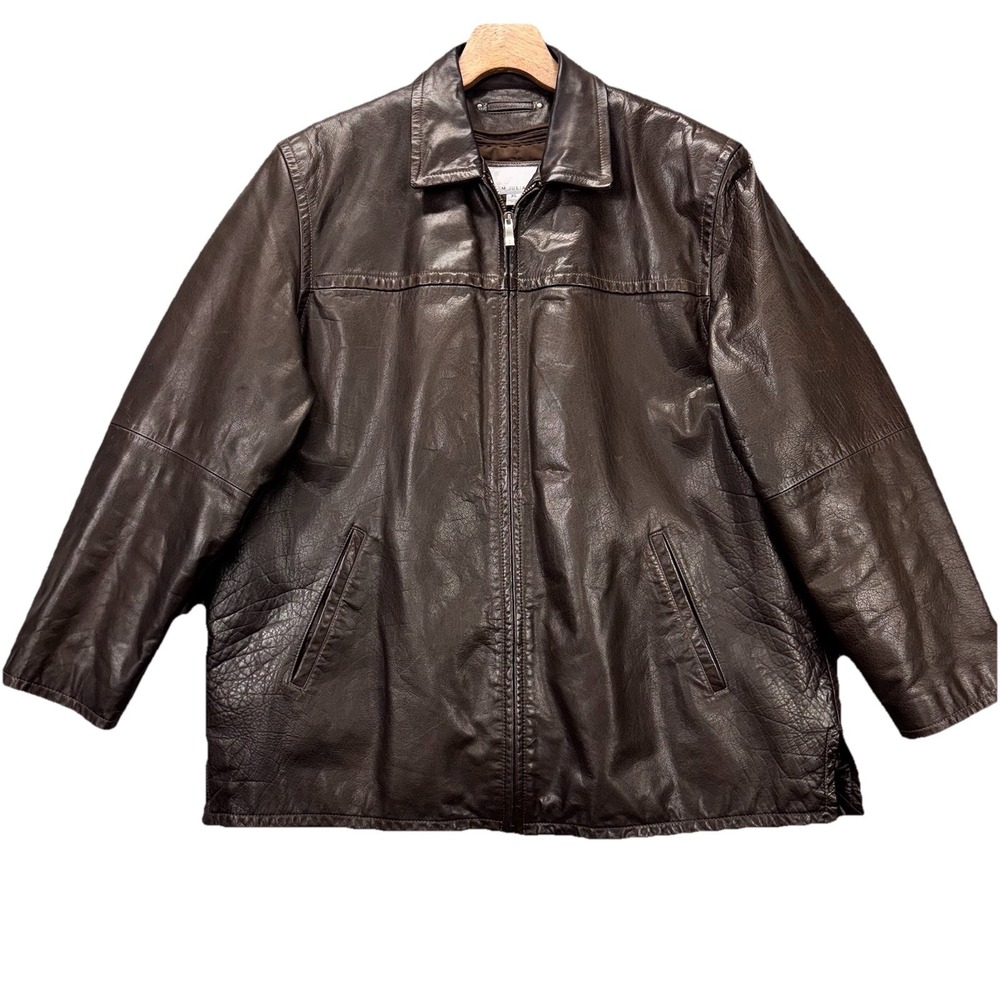 Wilsons Leather M. Julian Jacket Mens XL Brown Full Zip Removable Lining Heavy